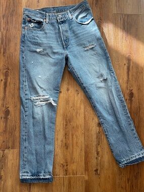 Levi's Light Blue Distressed Boyfriend Jeans
